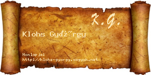 Klohs György névjegykártya