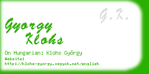 gyorgy klohs business card